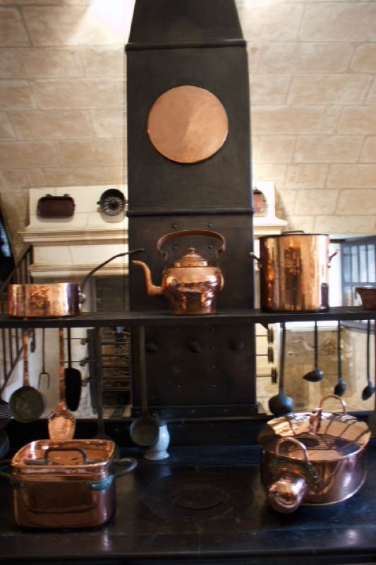 Copper Cookware on Vintage Kitchen Range