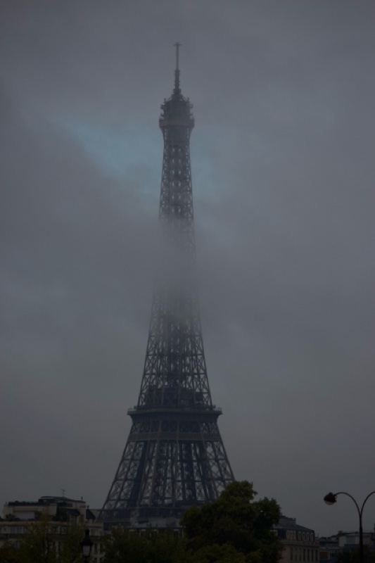 Eiffel Tower Shrouded in Fog