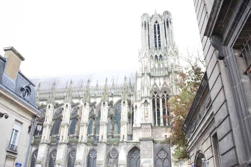 Gothic Cathedral Facade in Narrow Street
