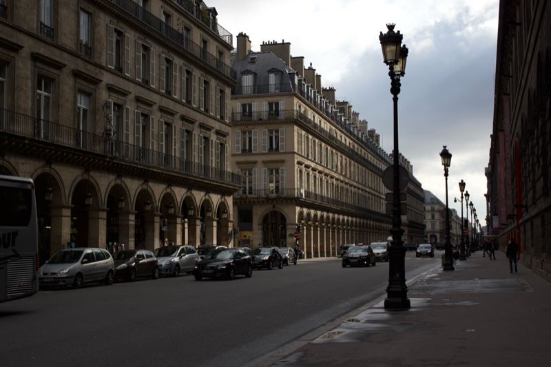 Parisian Haussmann Street at Overcast Day