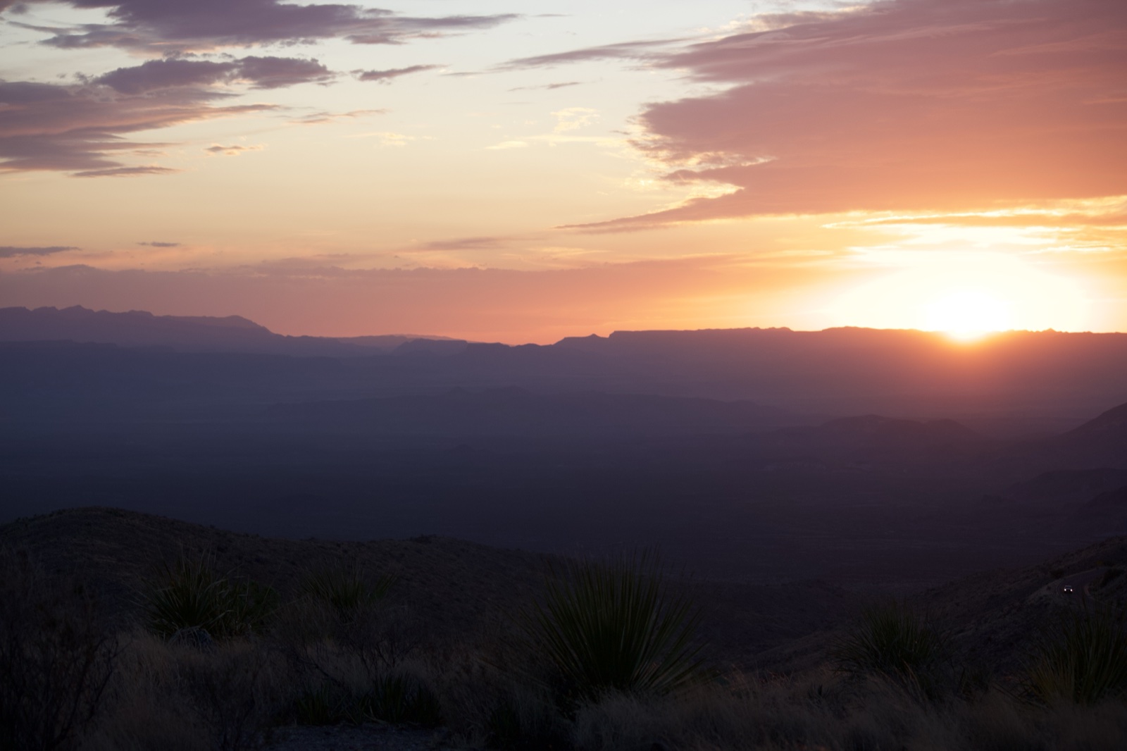 Desert Sunset Over Mountain Range