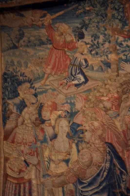 Medieval Tapestry Scene Close Up