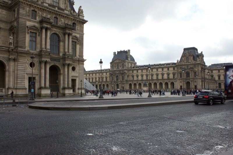 Louvre Museum Courtyard Paris Overcast