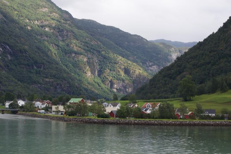 Fjord Village Between Green Mountains