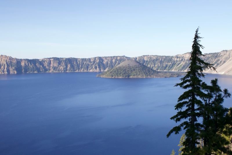 Crater Lake Caldera View with Pine