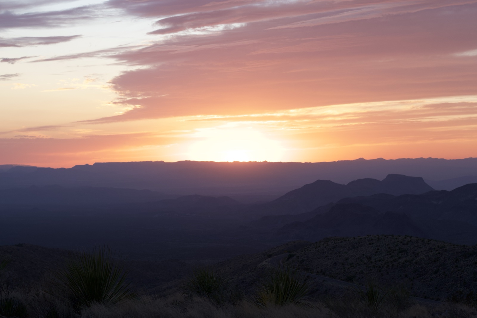 Desert Sunset Over Mountain Range
