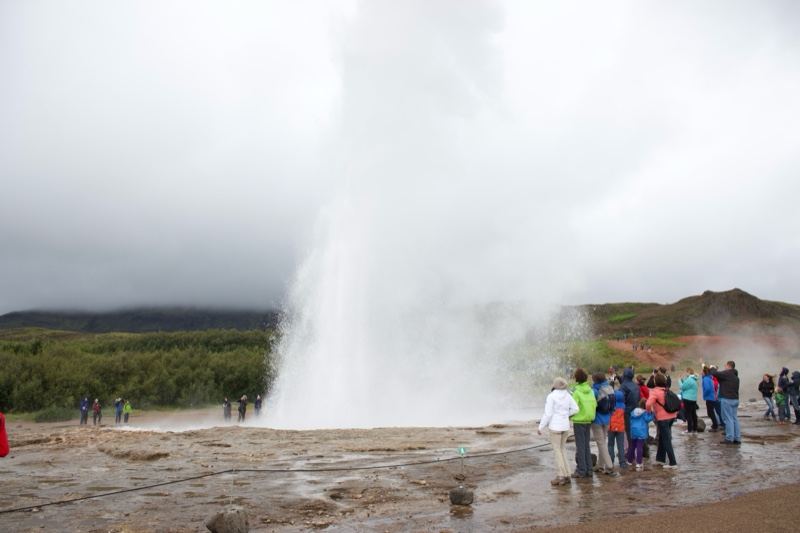 Geyser Eruption With Tourists Watching