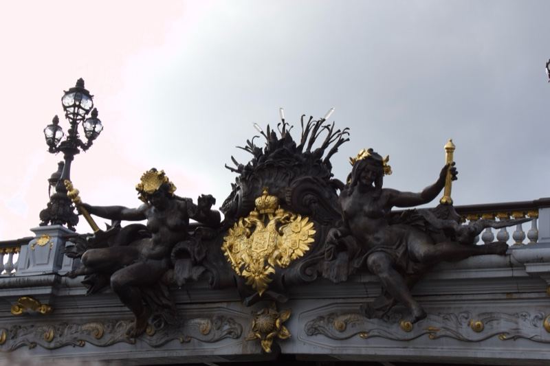 Ornate Bridge Sculpture with Allegorical Figures