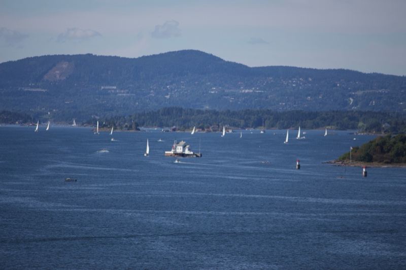 Sailboats on Lake with Mountains