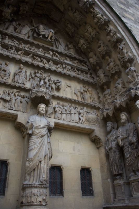 Gothic cathedral portal sculpture detail