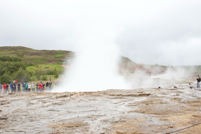 Geyser Eruption with Tourists Watching
