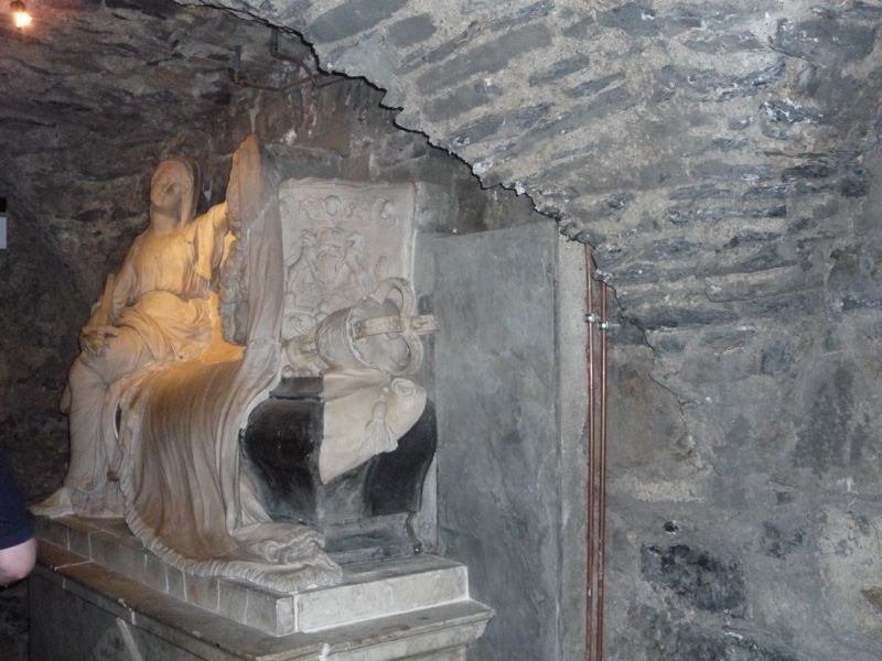 Stone Tomb Effigy in Vaulted Crypt