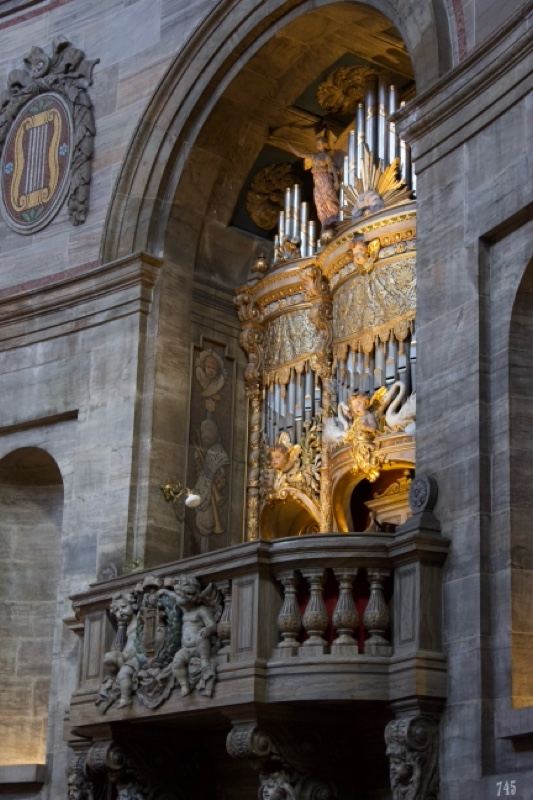 Ornate Pipe Organ in Gothic Church Niche