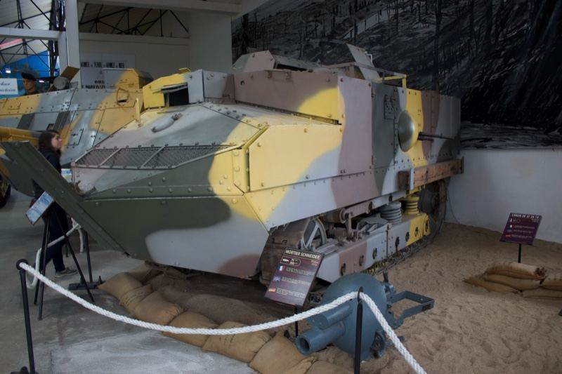 Camouflaged Tank in Museum Display