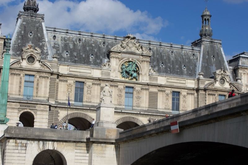 Louvre Palace Facade Over Seine Bridge