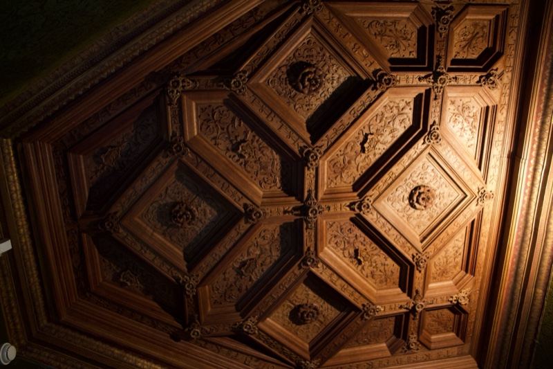 Ornate Wooden Coffered Ceiling Detail