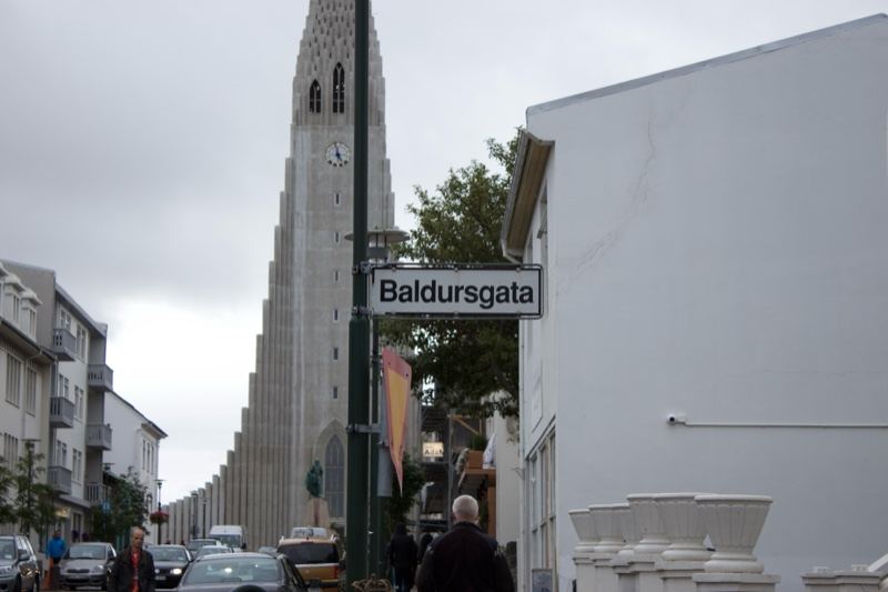 Hallgrímskirkja Tower Behind Street Sign