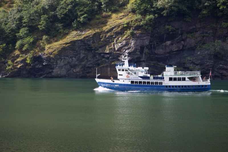 Blue White Ferry on Fjord