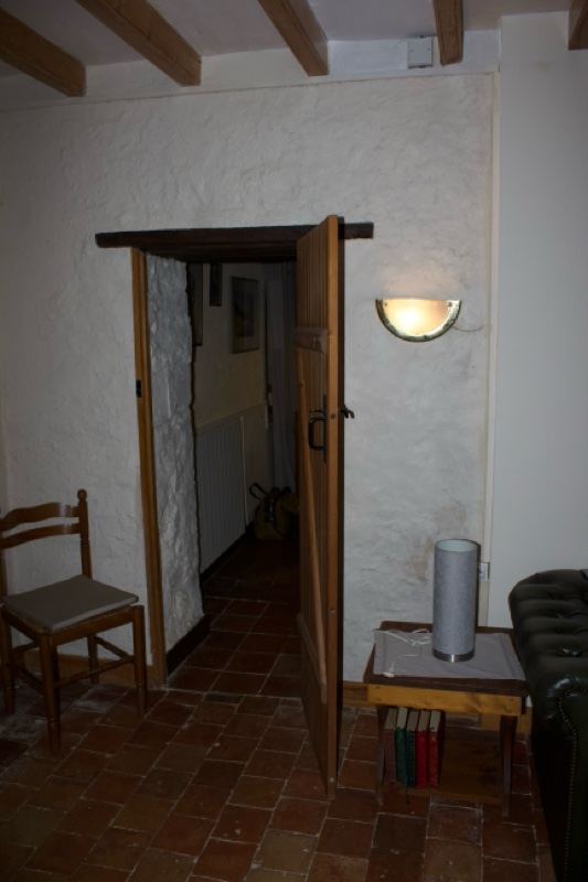 Interior hallway with open wooden door