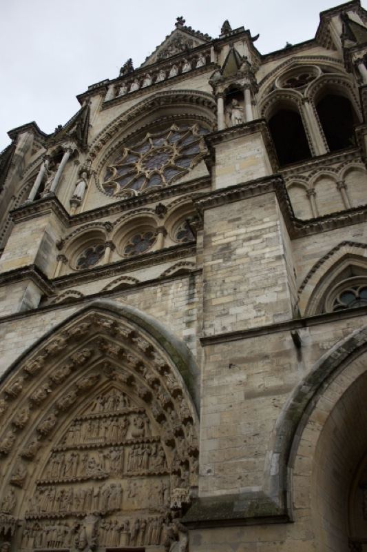 Gothic Cathedral Facade Low Angle View