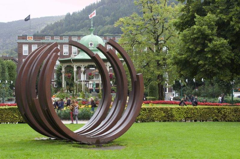 Curved Metal Sculpture in Park