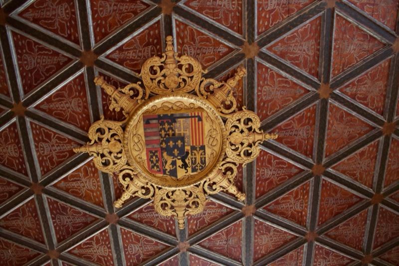Ornate Coffered Ceiling with Coat of Arms