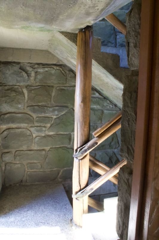 Rustic stone stairwell interior
