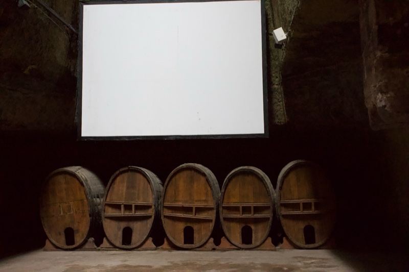 Cinema Screen in Wine Cellar