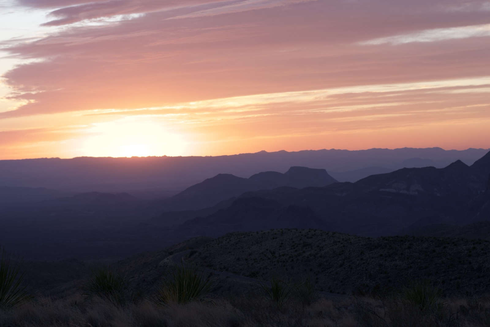 Desert Sunset Over Mountain Range