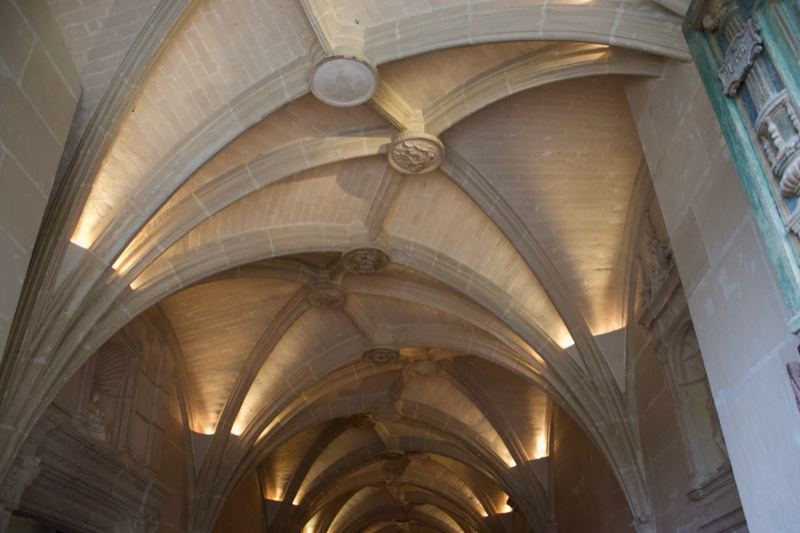 Vaulted ribbed ceiling interior