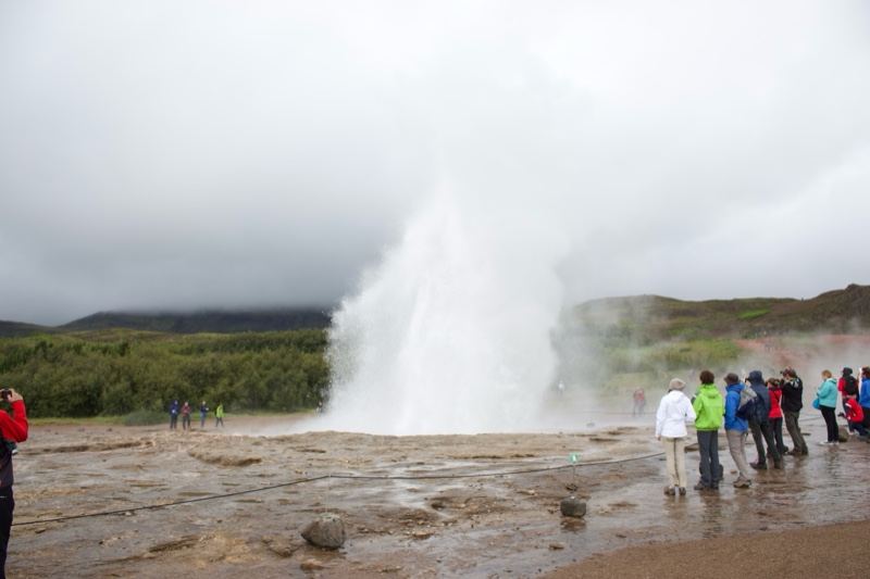 Geyser Eruption With Tourists Watching