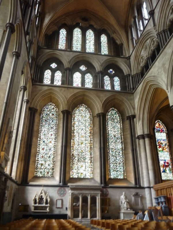 Gothic Cathedral Interior with Stained Glass