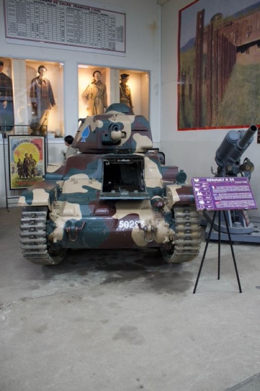 Camouflaged Tank in Museum Display