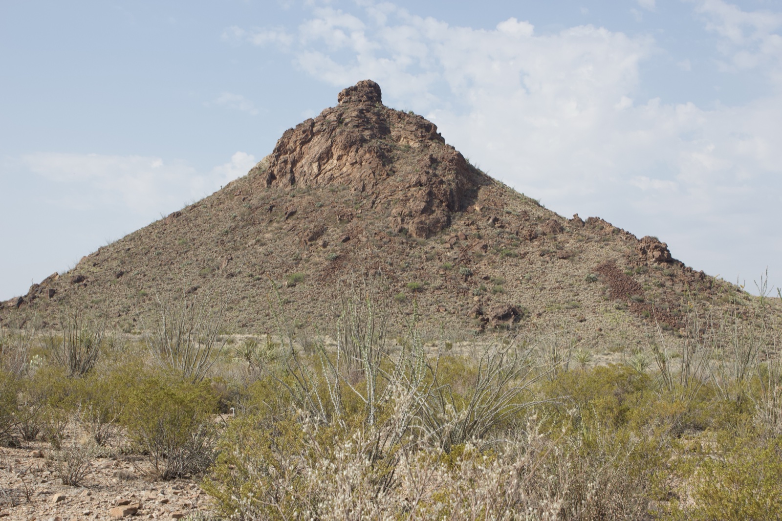 Desert Butte With Rocky Summit