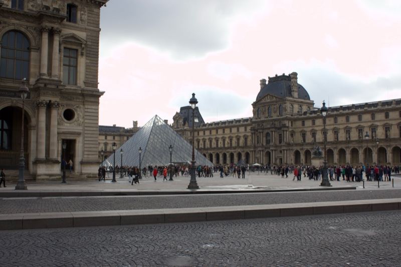 Louvre Museum Courtyard with Glass Pyramid