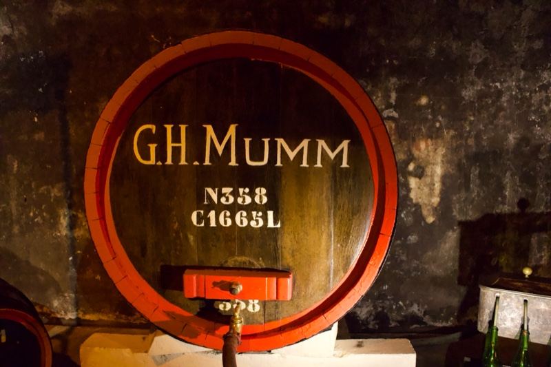 G.H. Mumm Wine Barrel in Cellar