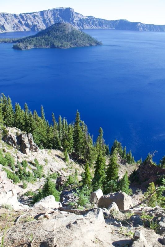 Wizard Island Over Crater Lake Oregon
