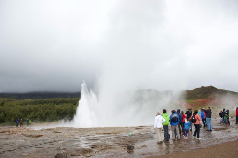 Geyser Eruption with Tourists Watching