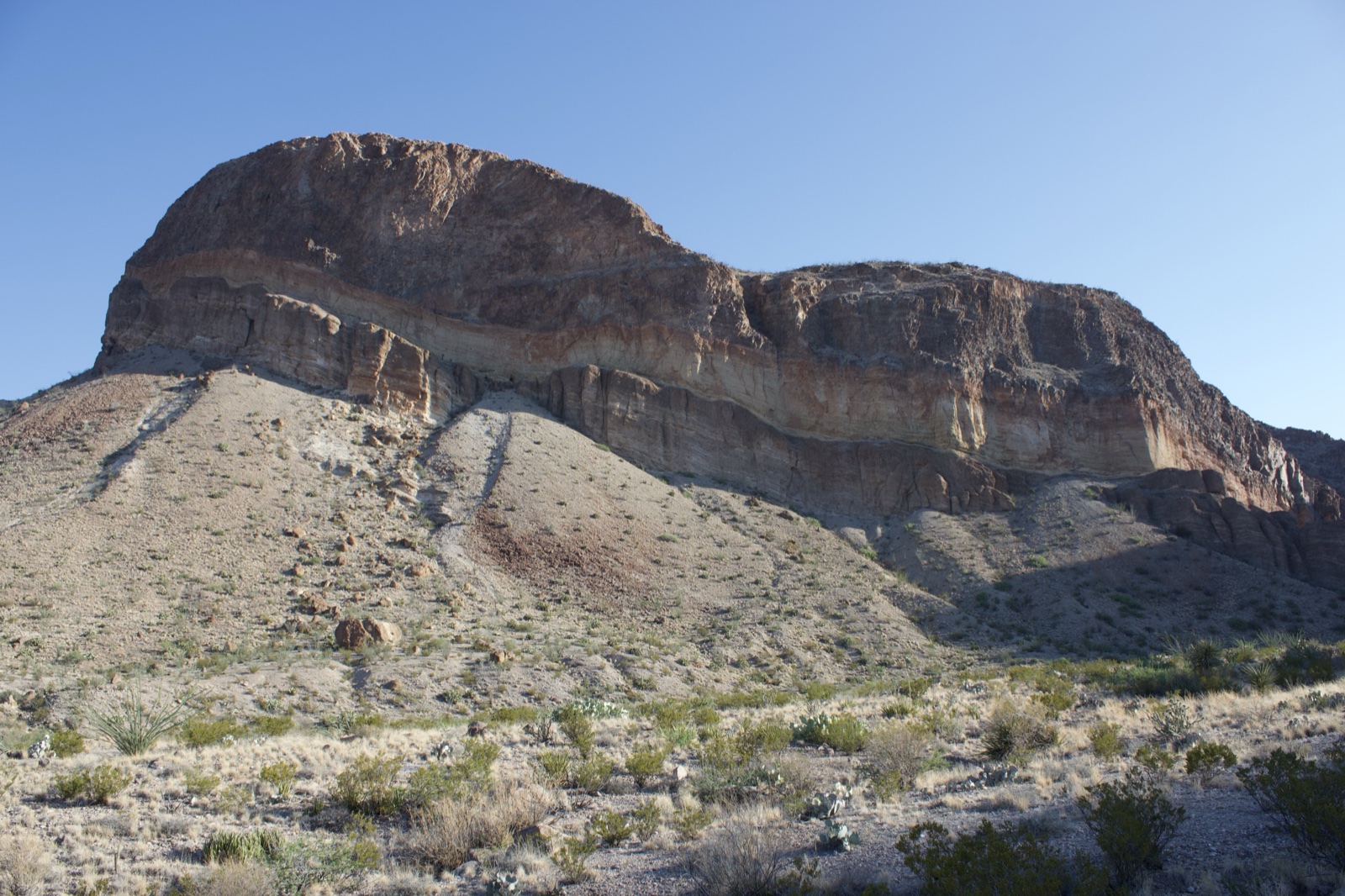 Desert Mountain with Layered Rock Formation