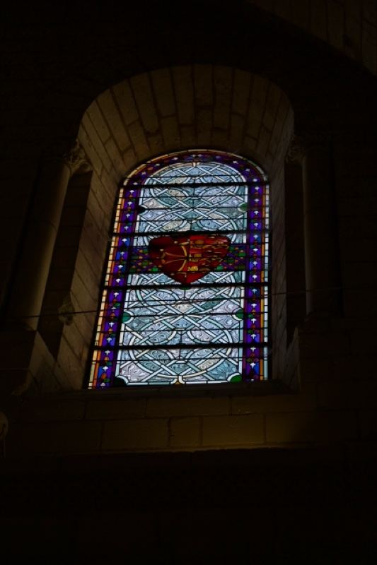Stained Glass Window with Red Heart
