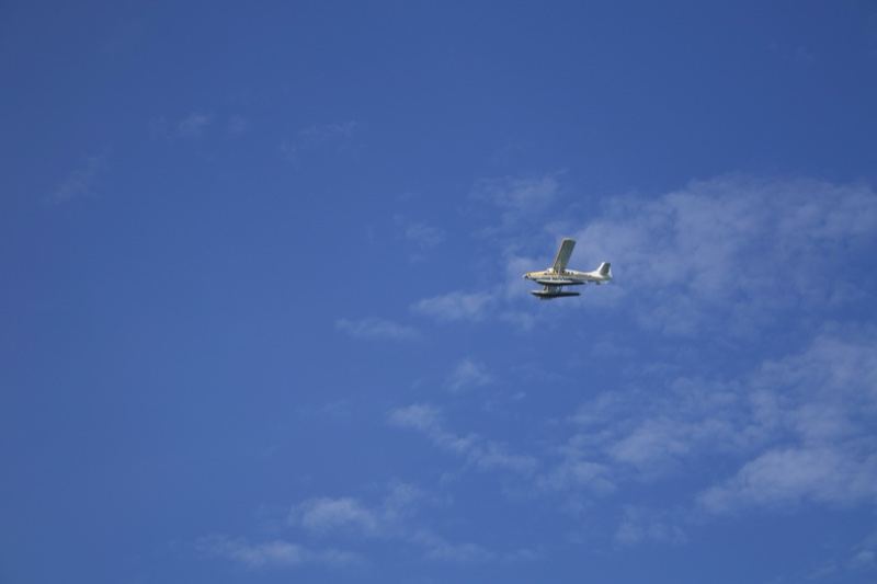 Small Aircraft Flying in Blue Sky