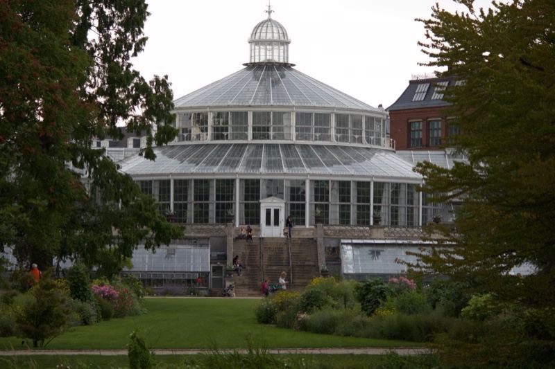 Glass conservatory in park