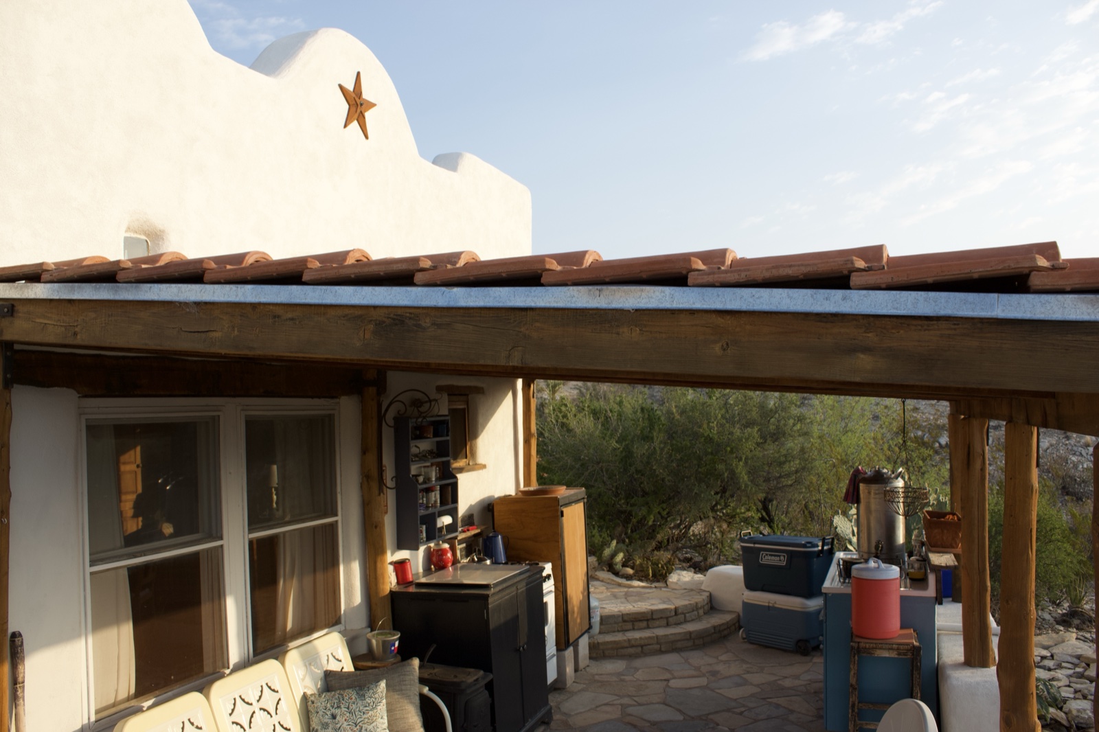 Southwestern Adobe Patio With Star Emblem