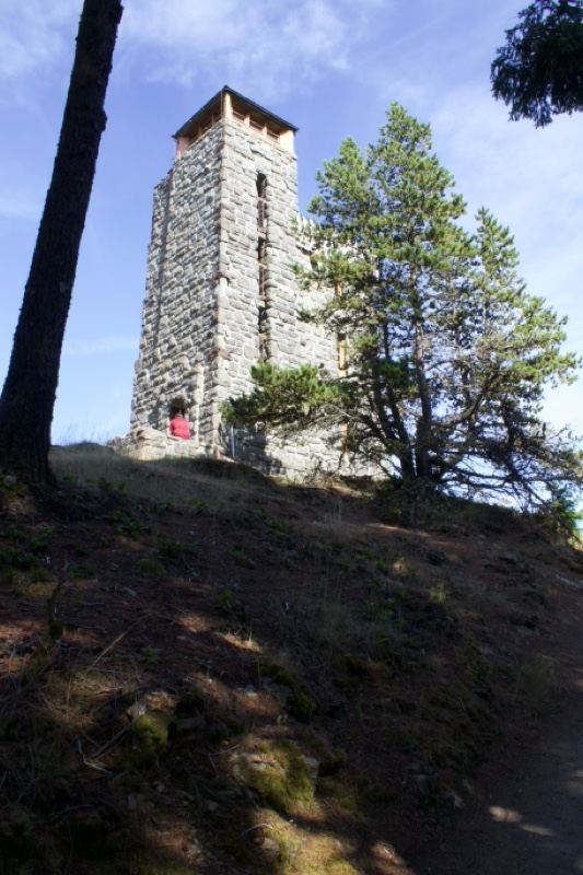 Stone Lookout Tower on Hillside