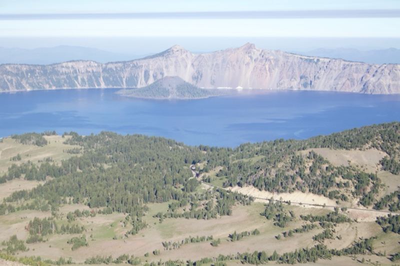 Crater Lake aerial view with Wizard Island