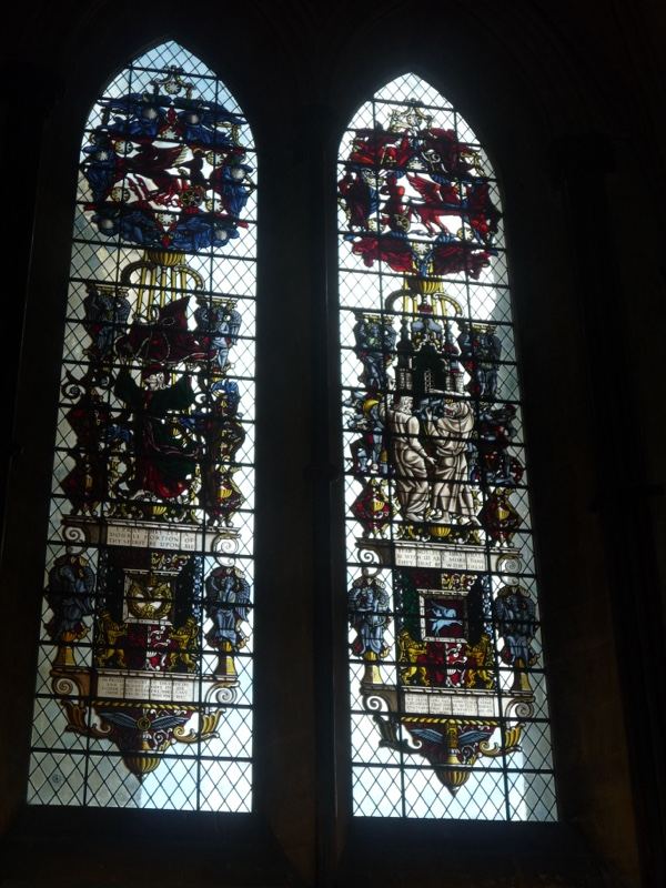 Gothic stained glass heraldic windows