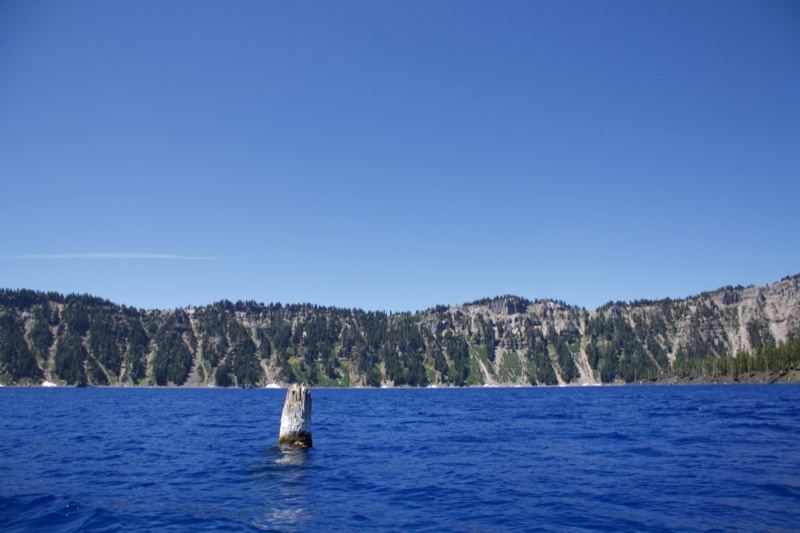 Crater Lake Blue Water With Log