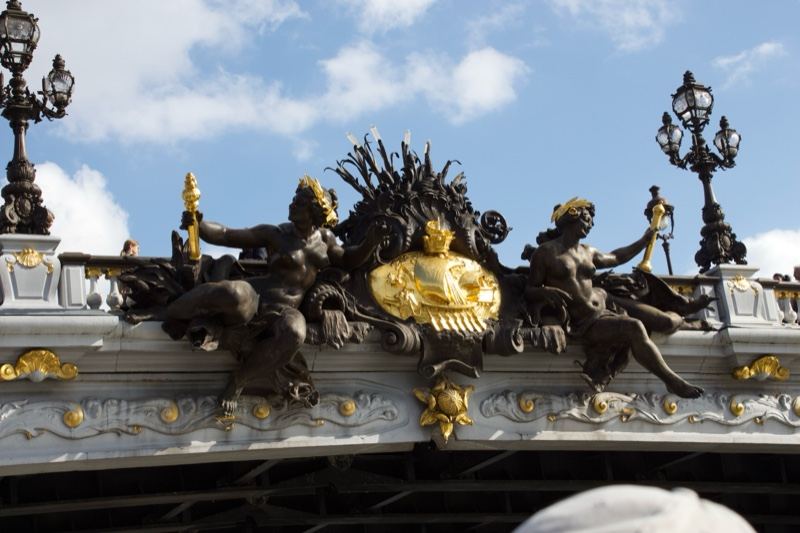 Ornate Bridge Sculpture Paris Sky