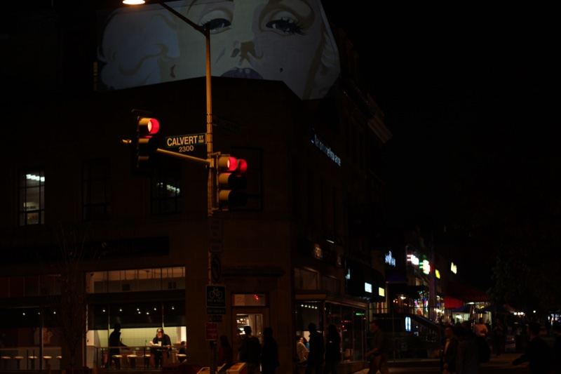 Night Projection Face on Building