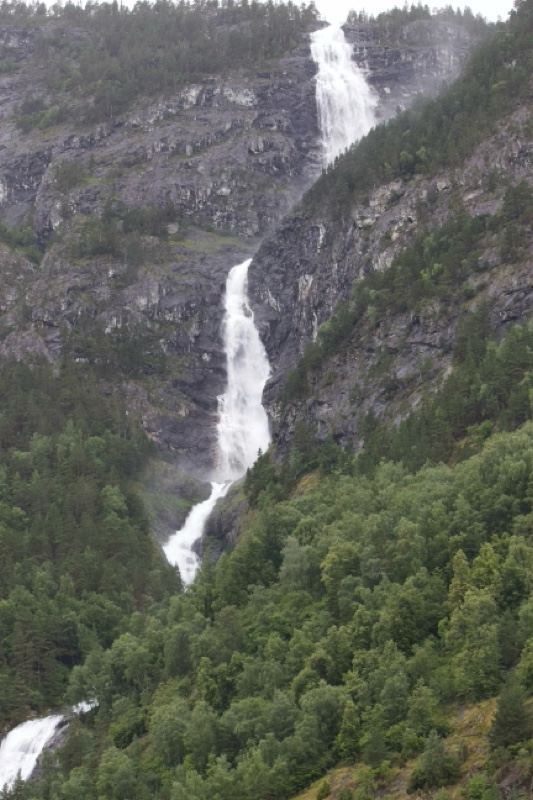 Twin Waterfalls Cascading Mountain Cliff